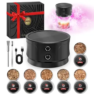 Electric Whiskey Smoker Kit With RGB lighting, No Butane Needed, Rechargeable Cocktail Smoker Kit with 6 Wood Chips, Old Fashioned Drink Smoker Kit, Bourbon Whiskey Gifts for Men,Dad,Husband