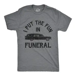 Mens I Put The Fun In Funeral T Shirt Funny Dead Halloween Tee Mens Funny T Shirts Cool Vintage Fashion T-Shirt Gift Classic Menswear Halloween Apparel for Men Novelty Tees for Guys Dark Grey