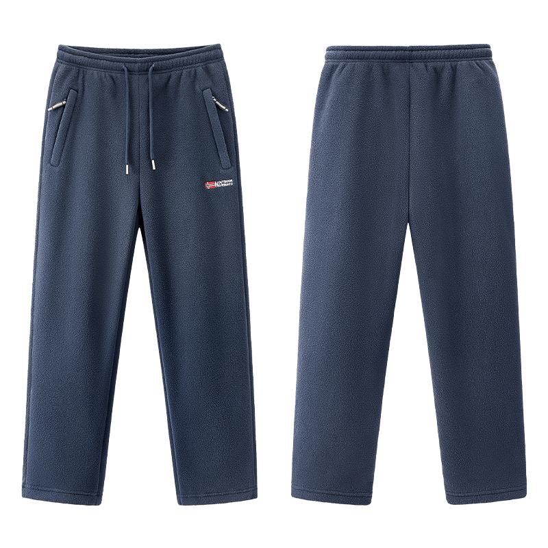 Men's Casual Fleece-Lined Straight-Leg Long Sweatpants