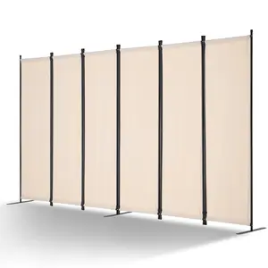 VEVOR Room Divider, 6 Panel Room Divider, Folding Privacy Screen and Portable Partition Divider for Room Separation, Freestanding Room Partitions for Office, Bedroom, Study, Beige