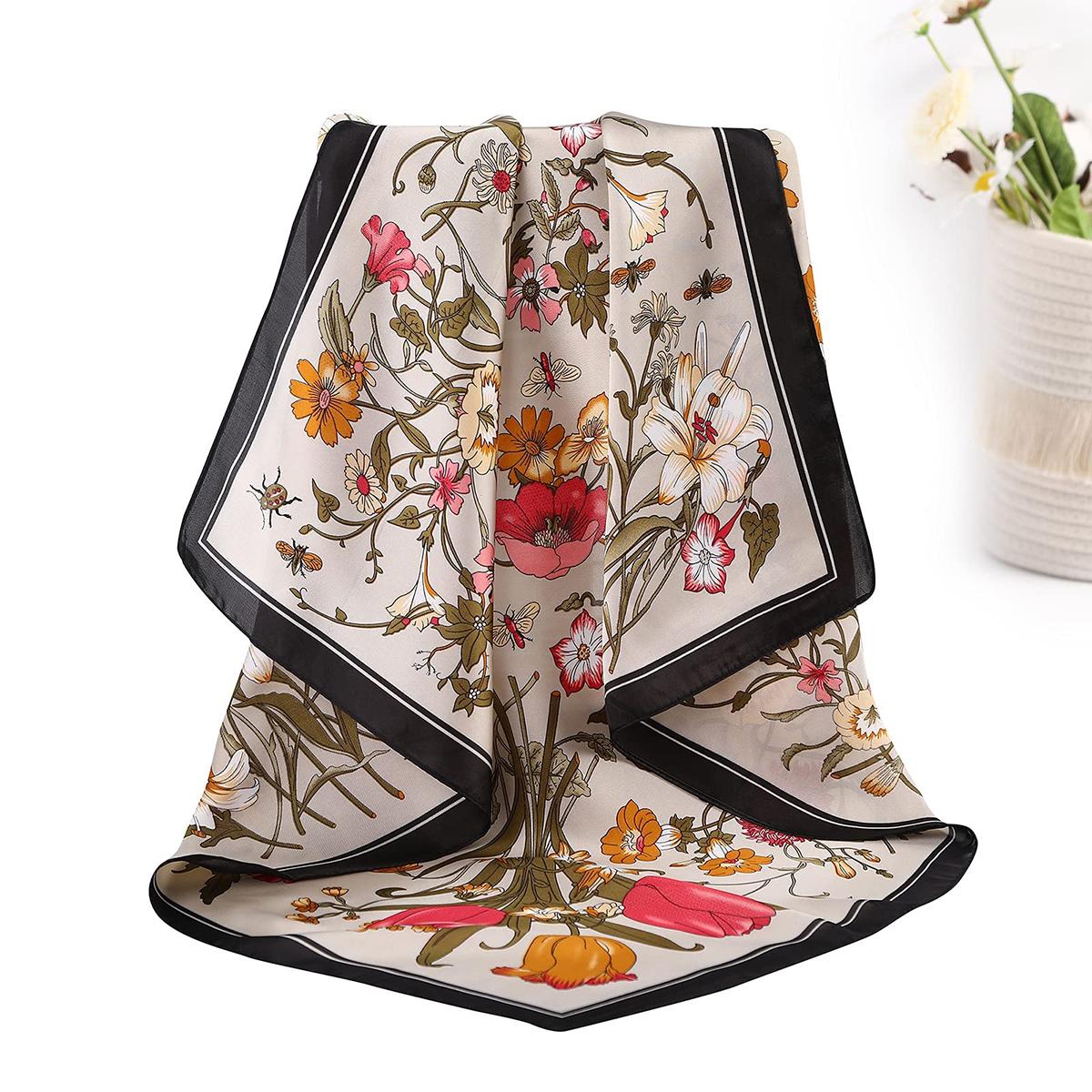 AWAYTR 4PCS/Set 27.5" Square Silk-Like Head Scarf Neck Scarves for Women Hair Kerchief Bandanas Headbands Head Wraps TikTokShopBlackFriday