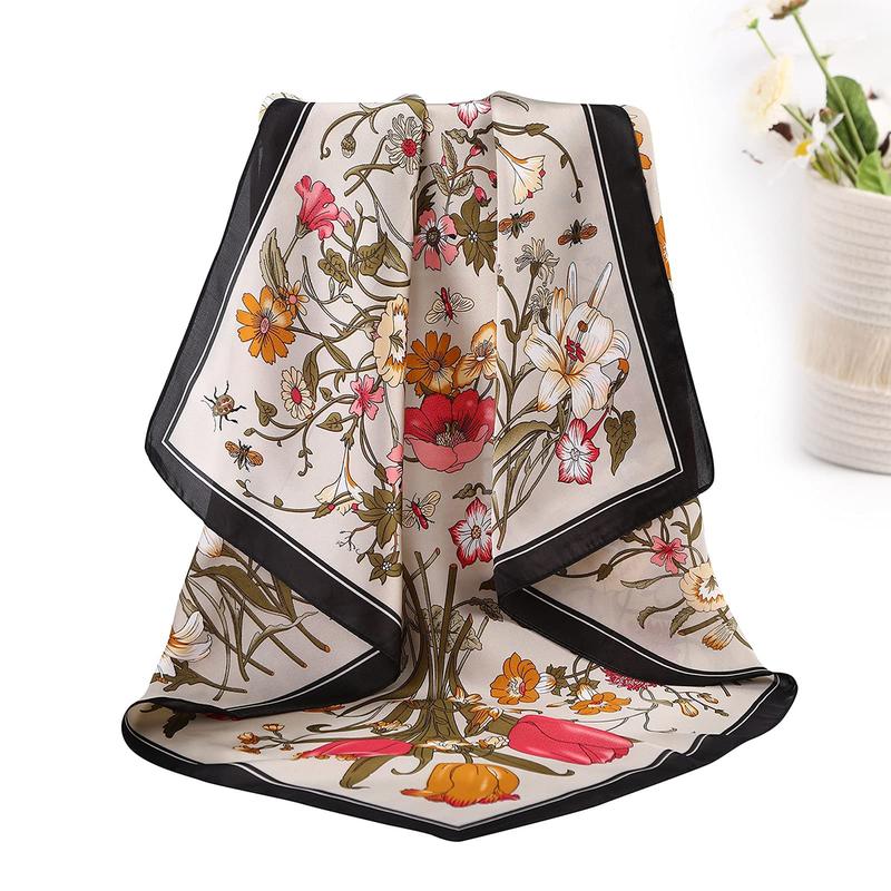 AWAYTR 4PCS/Set 27.5" Square Silk-Like Head Scarf Neck Scarves for Women Hair Kerchief Bandanas Headbands Head Wraps TikTokShopBlackFriday