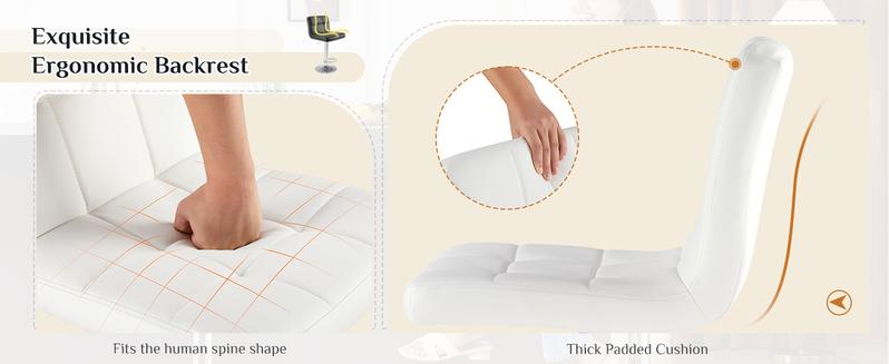 Sweet Furniture F Bar Stools Set of 2, PU Leather Adjustable Swivel Barstools, Armless Hydraulic Kitchen Counter Height Bar Stools, Thickened Seat Cushion Square Island Barstools with Back