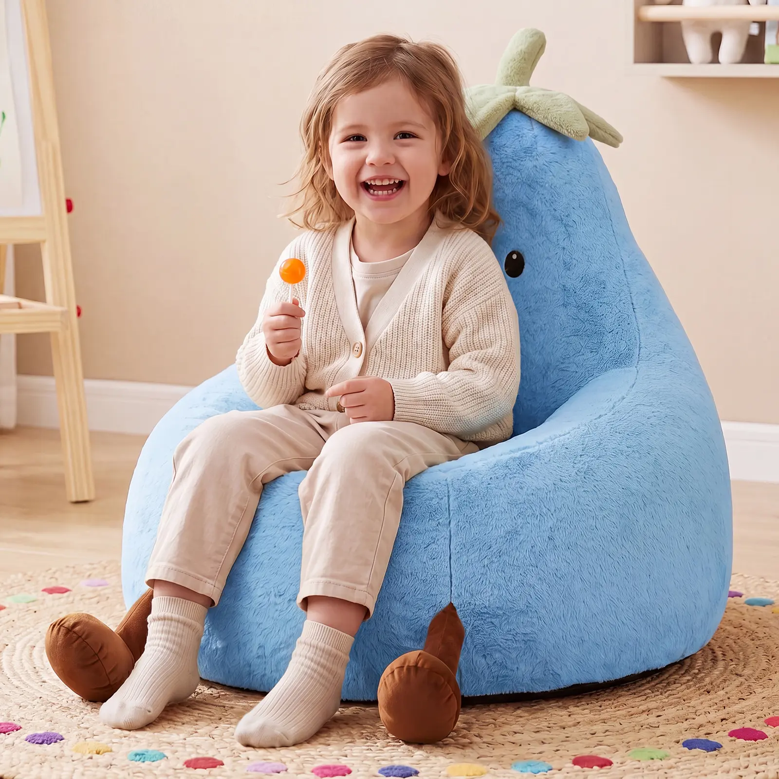 31" 24'' Bean Bag Chair for Kids, Memory Foam Filled Bean Bag for Teens & Kids, Ultra Soft Fabric Bean Bag Chairs for Playroom, Living Room, Bedroom