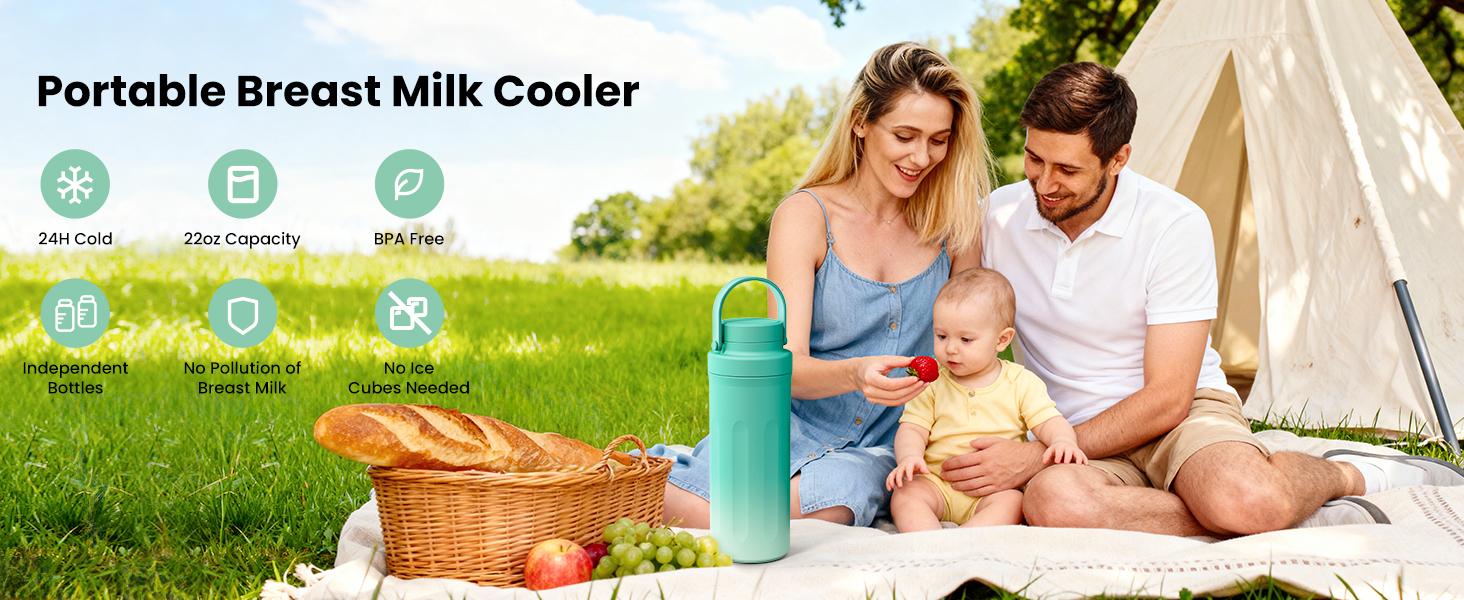 22oz Portable Breast Milk Cooler for Outdoor 24 Hours Large Capacity Travel Breastmilk Chiller with Leak-Proof Seal for Breastfeeding Moms' All-Day Needs