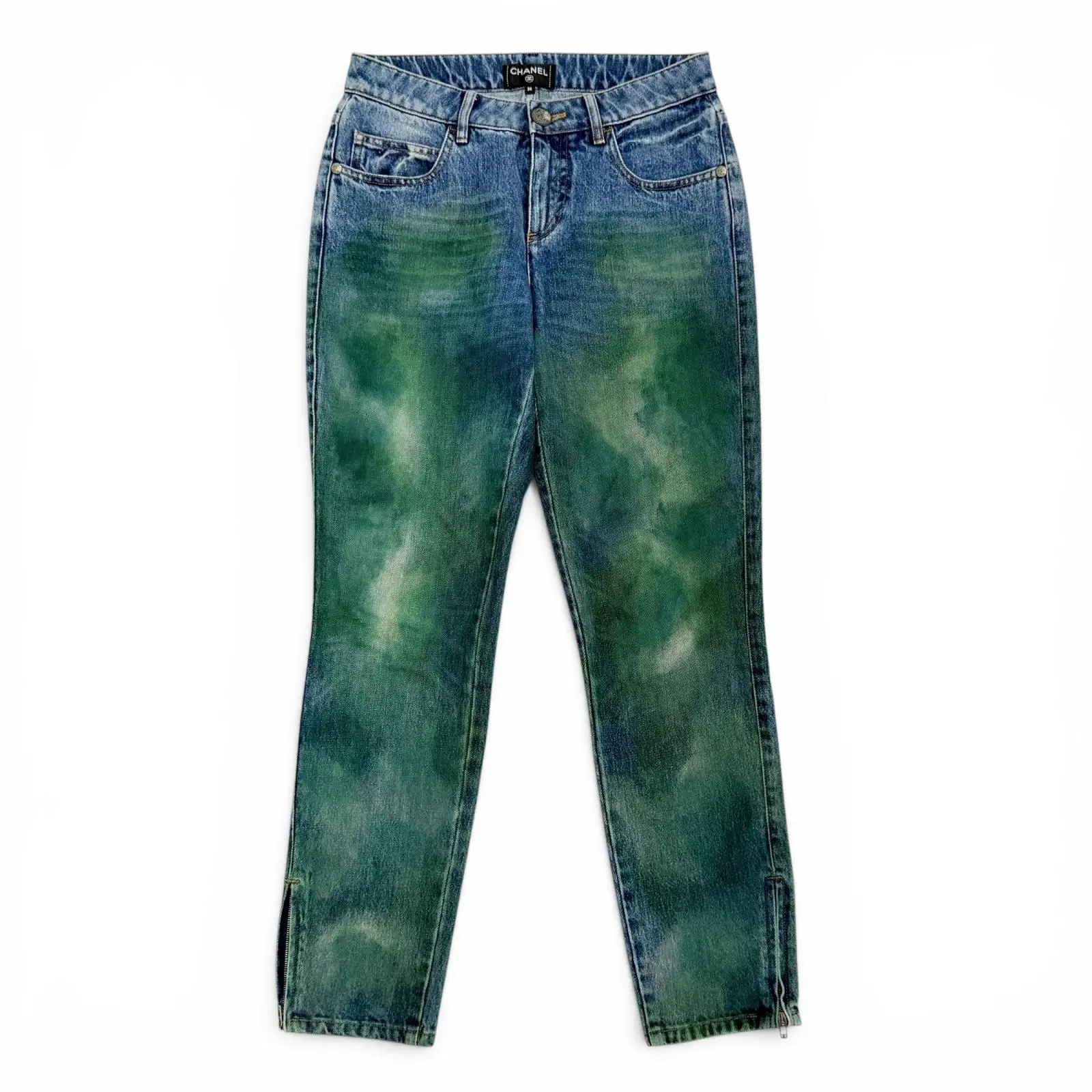 Pre-owned CHANEL Cotton Small Leather Goods Denim Skinny Pants