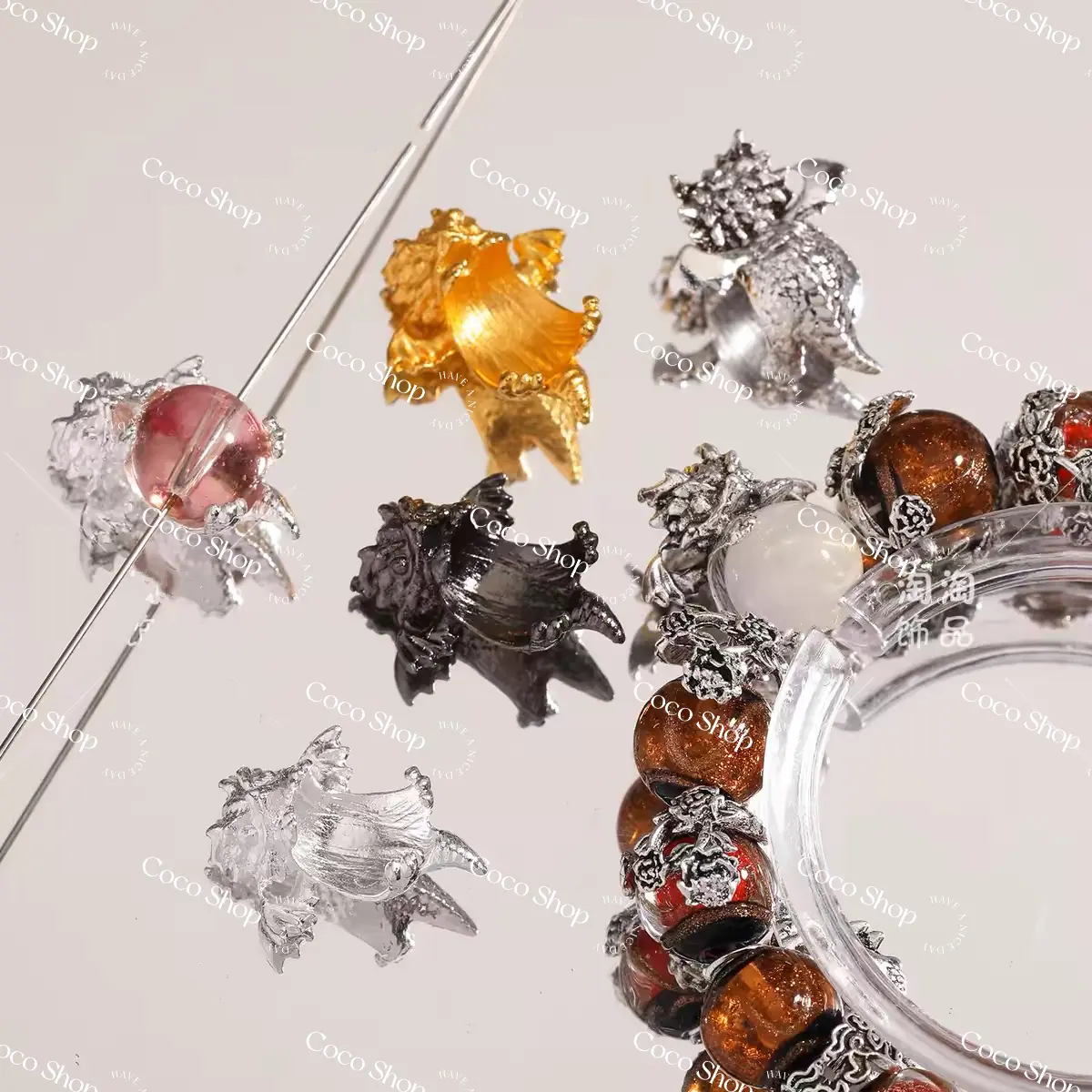 Sliver Baby Dragon Frame Charm