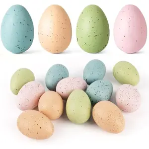 24 Pcs Easter Speckled Eggs, 2.4" 4 Colors Plastic Eggs for Easter Decorations, Pastel Easter Decor,Bowl & Vase Filler, Easter Basket Filler and Spring Table DIY Decor for Home