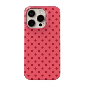 Trendy Red Polka Dot Phone Case for iPhone 17, 16, 15, 14, 13，12, and Pro Max iPhone 16 Plus and 15 Plus Case Shock- Smartphone case, shockproof, protective case, outer case, double-layer protective case, as a gift