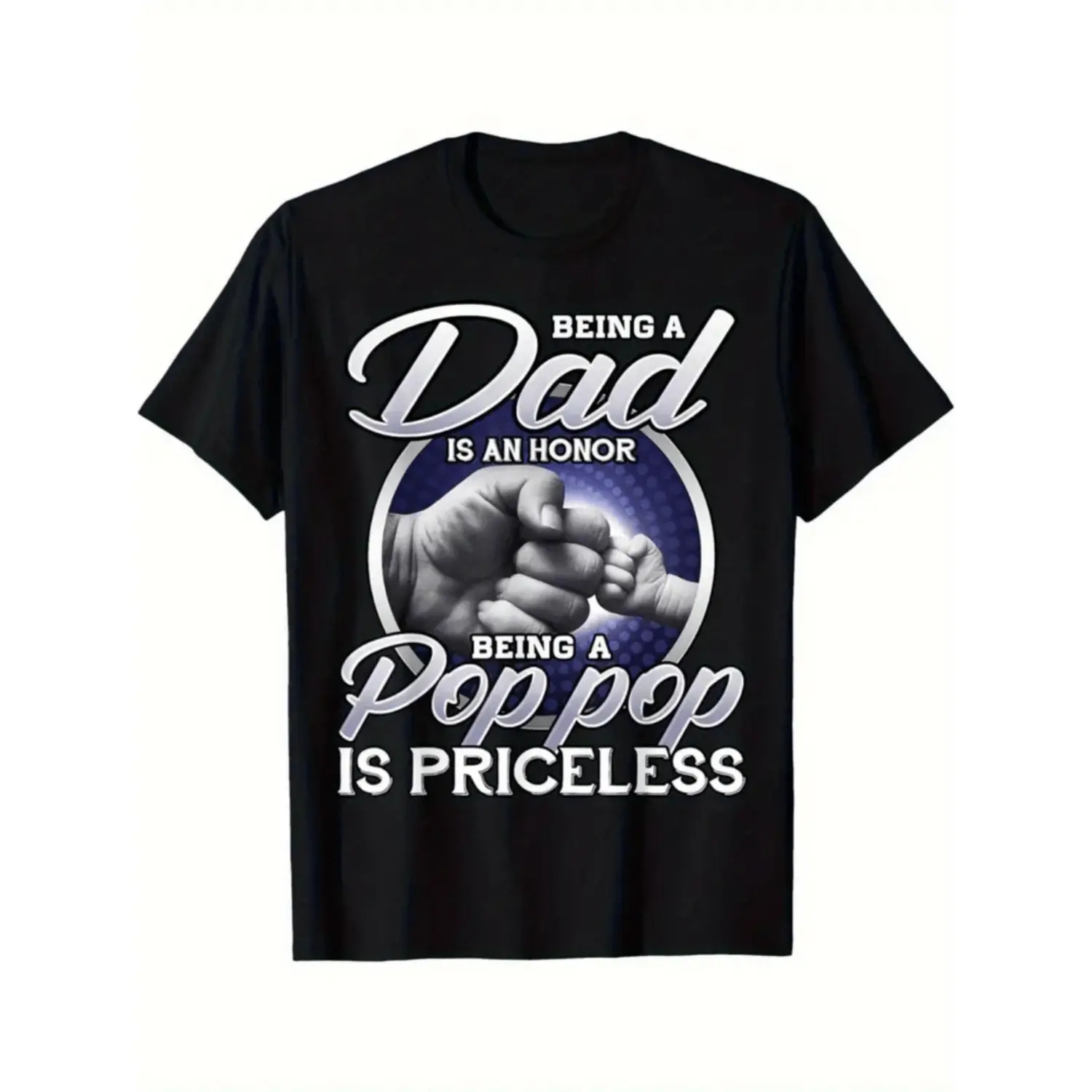 graphic tees Being Dad Is An Honor Being Pop Pop Is Priceless Fathers Day T-Shirt Men's Casual Round Neck Short Sleeved Fashion Comfortable Versatile Daily Wear T-shirt Half-Sleeved Vintage Tops
