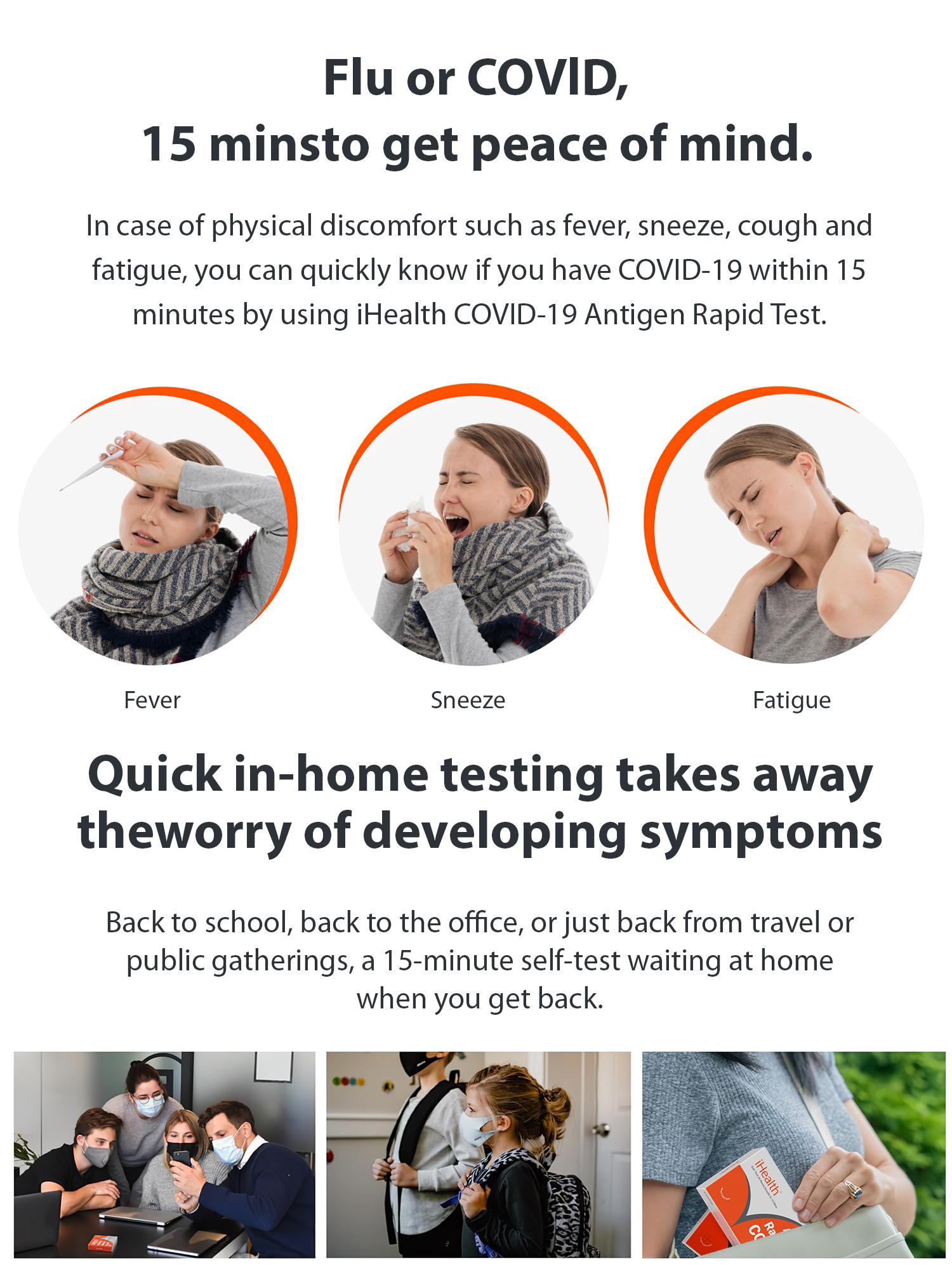 iHealth COVID-19 Antigen Rapid Test, 1 Pack, 5 Tests Total, FDA EUA Authorized OTC at-Home Self Test, Results in 15 Minutes with Non-invasive Nasal Swab, Easy to Use & No Discomfort