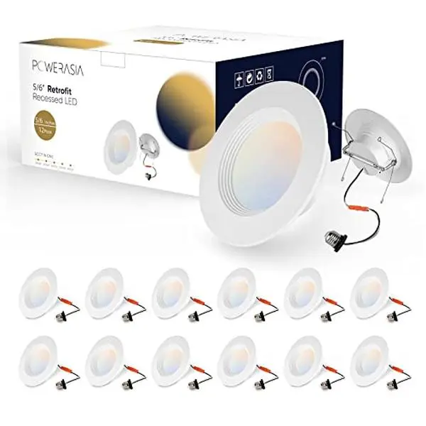 Powerasia 5/6 Inch LED Can Lights Retrofit RGB/5CCT Recessed Lighting 12W 1200LM Smart APP Control 2700K-6000K Color Changing Alexa Compatible Hub INCL - Outdoorfun sohochic