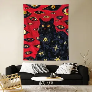 Cat Pattern Tapestry Wall Mural for Mean Girls Decorations, Cartoon Pattern Hanging Blanket, Wall Hanging Decor for Home Living Room Bedroom, Trendy Decorations, Summer Gifts, Halloween