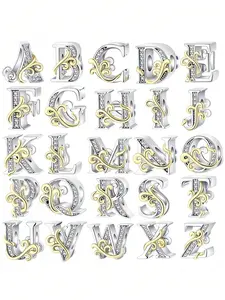 Two-Tone Alphabet Initial Charms for Personalized Jewelry/Birthdays