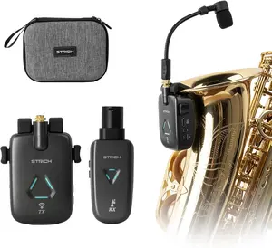 【Updated version】STRICH UHF Rechargeable Wireless Instrument Microphone System with Clip-on Transmitter & Receiver, 99ft Range, Reverb OTG Recording, for Trumpet, Trombone, Saxophone & Brass Instruments