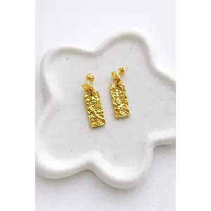Golden Hour Textured Rectangle Earrings
