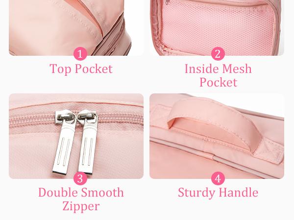 Mexs Travel Cosmetic Bag 5.5L Women Portable Makeup Case Organizer Wide-open Toiletry Pouch for Cosmetics Toiletries