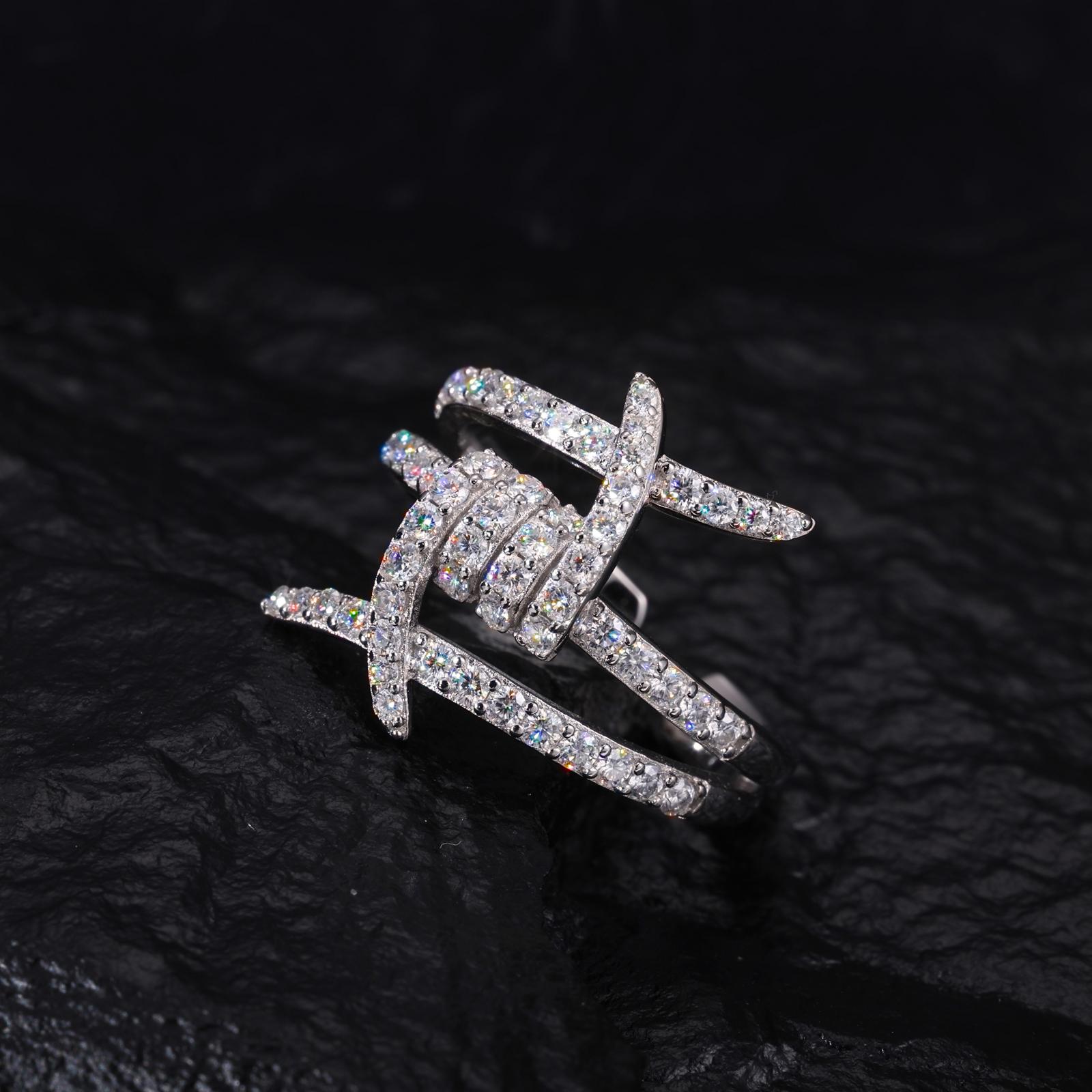 【#R286】UCCIYO Lab-Created Moissanite S925 Sterling Silver Moissanite Ring Black Ring Suitable for Men and Women Hip Hop Jewelry Gifts