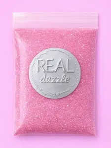 REAL dazzle Pink Glitter Pouch – Iridescent Sparkle for Crafts, Nails & Resin Art, PET