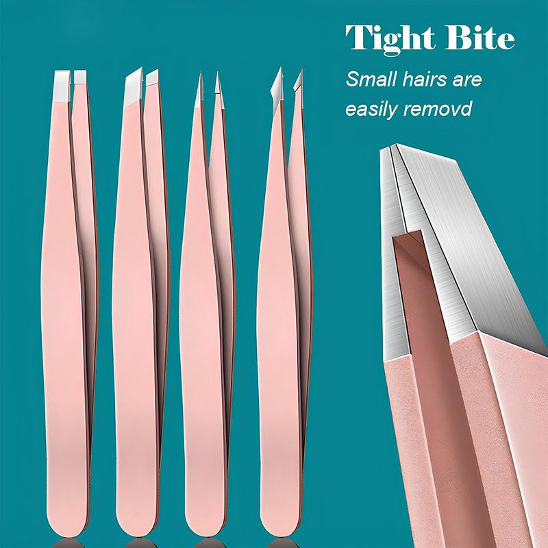Tweezers for Women Facial Hair,4 in 1Pack Tweezers for Eyebrows,Tweezer Set for Ingrown Hair, High Precision Stainless Steel Eyebrow Tweezers for Facial Hair Daily Beauty Tool Travel for Gifts Makeup Cosmetic