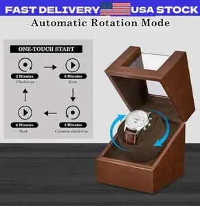 Automatic Rotation Single Watch Winder Box Leather Storage Display Case Gift