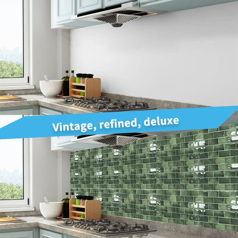 Art3d 20-Pack 12"x6" Peel & Stick Vinyl Subway Tile, Waterproof, Budget-Friendly & Rental-Friendly Nature Backsplash Wallpaper for Kitchen, Bathroom