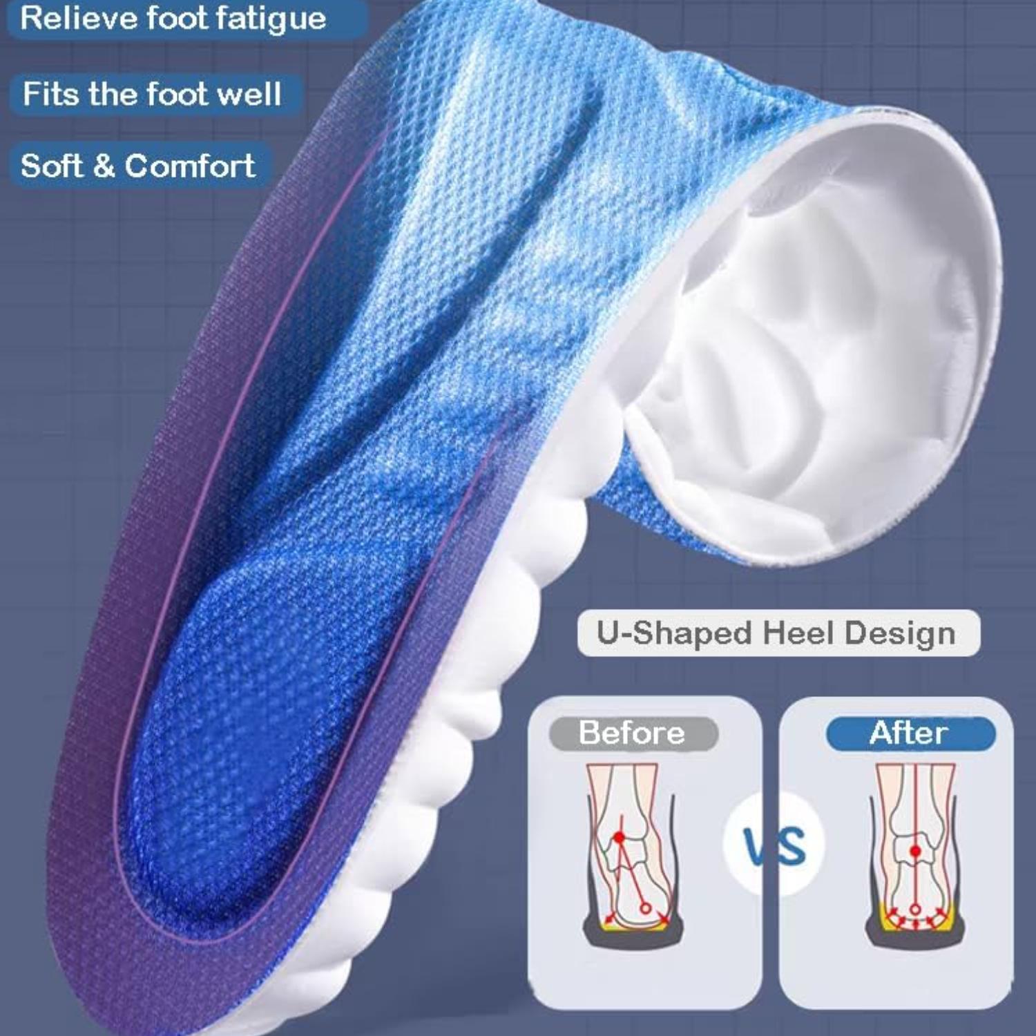 4D Cloud Soles Memory Foam Shoe Inserts,Support Shock Absorption Cushioning Sports Comfort Inserts, Breathable Shoe Inner Soles for Running,Walking,Hiking etc.