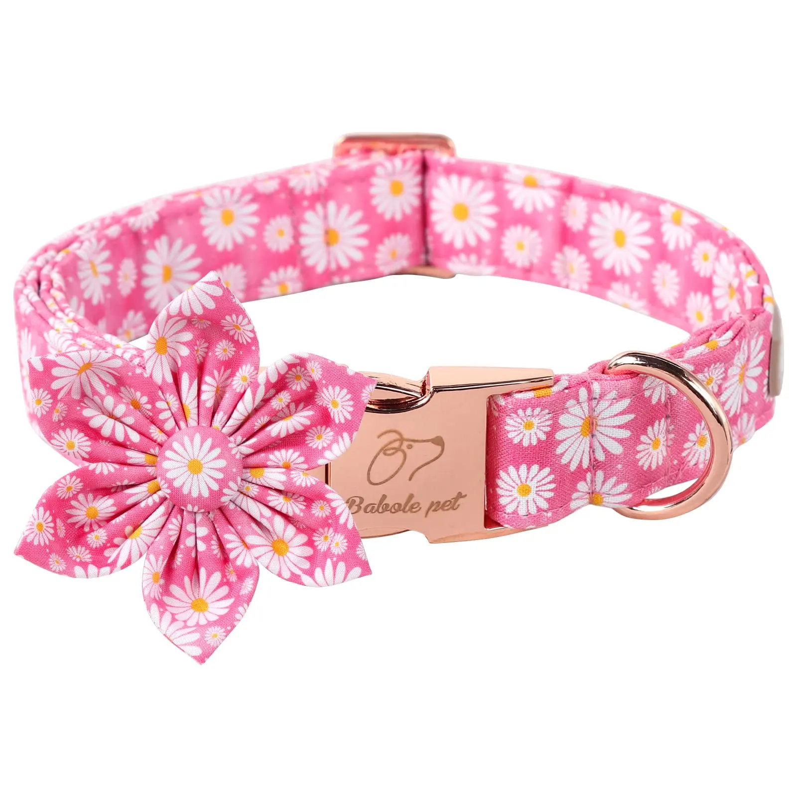 Adjustable Daisy Flower Bow Tie Cotton Basic Collar - Soft, Comfortable, Durable Adjustable Pet Collar for Small, Medium, Large Dogs (Pet Supplies, Dog Accessories)