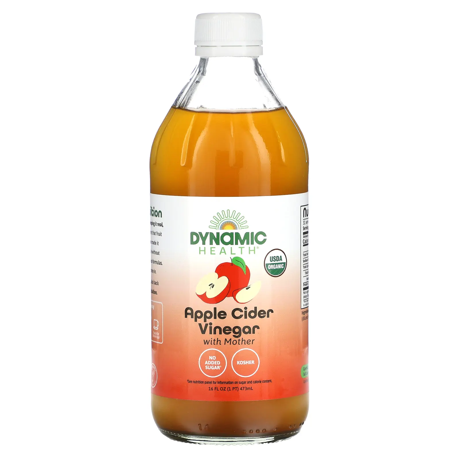 Dynamic Health Apple Cider Vinegar with Mother, Glass, 16 fl oz (473 ml)