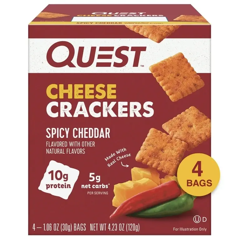 Quest Cheese Crackers, Spicy Cheddar Made with Real Cheese, High Protein, 1.06 oz, 4 Count protein snacks Snack Cheesy
