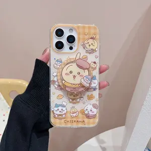 Japanese and C-Chiikawa Cartoon Baguette Usagi Magnetic Stand Compatible with iPhone 17 Pro Max Apple 14 Phone Case Samsung Phone Case with Bakery Design