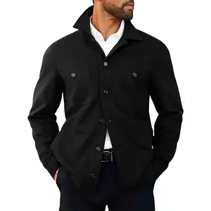 Runcati Mens Lightweight Shirt Jacket Button Down Long Sleeve Shacket Casual Fall Warm Work Stylish Jackets with Pocket