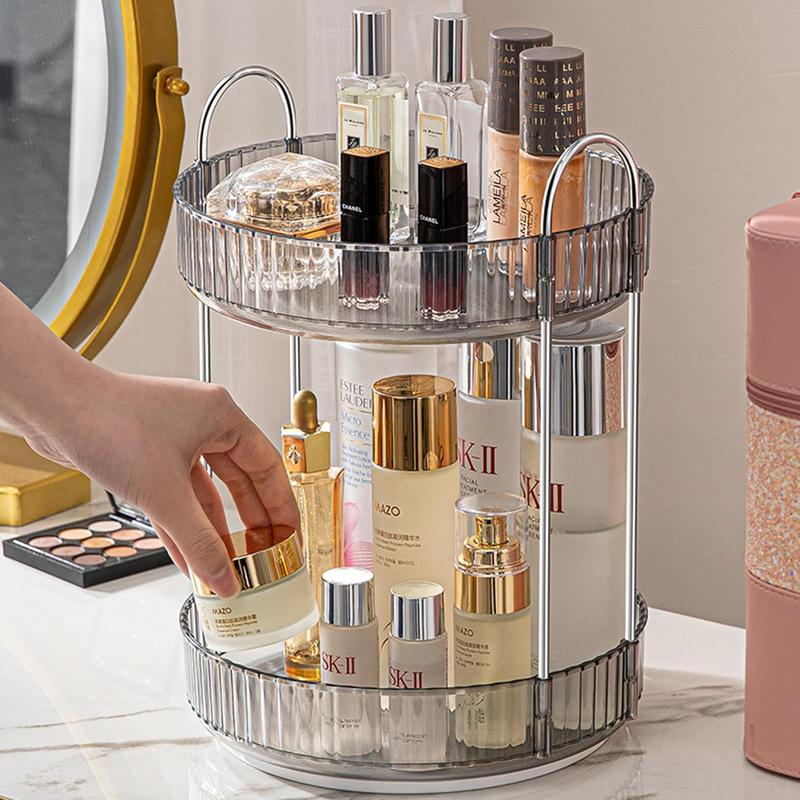 360° Rotating Makeup Organizer - Large Capacity Cosmetic and Skincare Dresser | Spinning Perfume Organizer Vanity Shelf for Makeup, Perfume, and Skincare (2 Tiers) ,Deals for you days