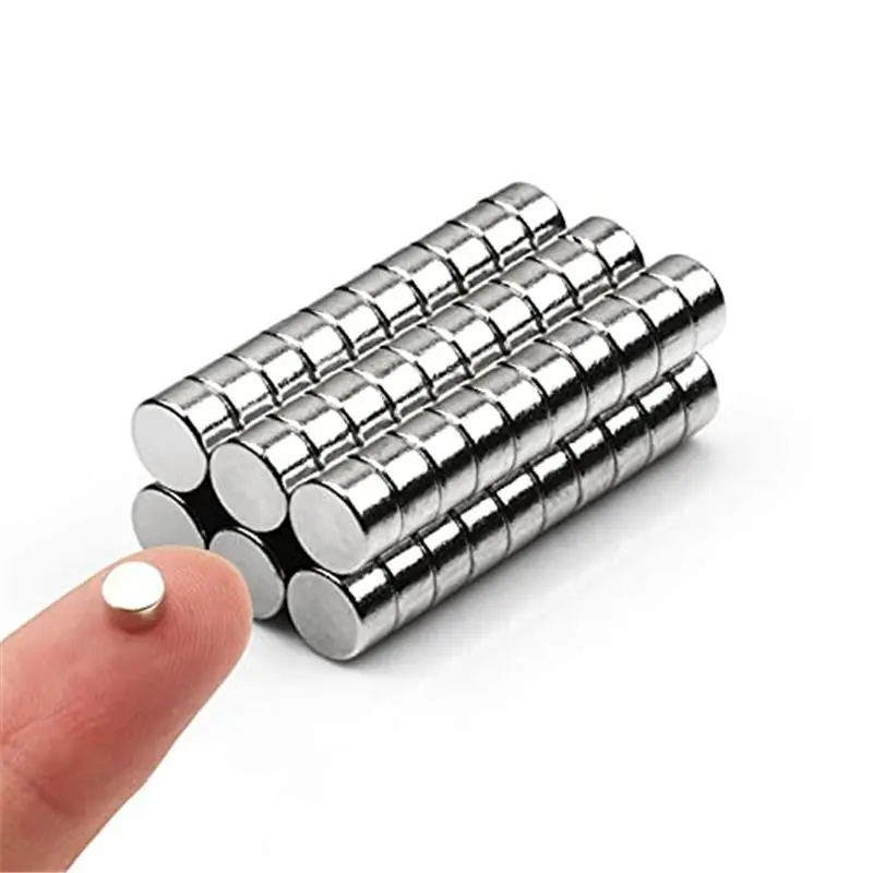 60pcs 5x2.8mm Nickel-Coated Round Cylinder Hardware Magnets, Durable Tiny Multifunctional Magnets with Lasting Shine for Refrigerator, Whiteboard Hold, Office Crafts, Multifunctional Magnet