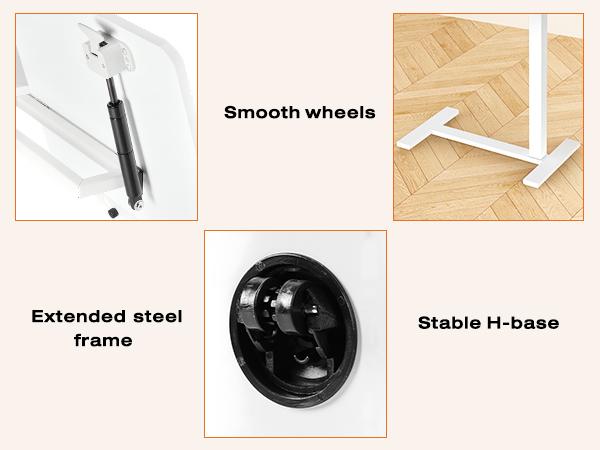 Overbed Bedside Table Adjustable with Wheels, Mobile Standing Stand Up Rolling Laptop PC Desks with Tilting Top Height Tray Side Computer Workstation