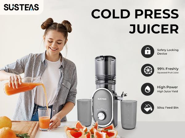 SUSTEAS Cold Press Juicer 5.3 Inch Large Inlet, Suitable for Juicing Whole Vegetables and Fruits, Easy to Clean Household Appliance Blender Smoothie Maker SUSTEAS Cold Press Juicer 5.3 Inch Large Inlet, Suitable for Juicing Whole Vegetables and Fruits, Easy to Clean Household Appliance Blender Smoothie Maker