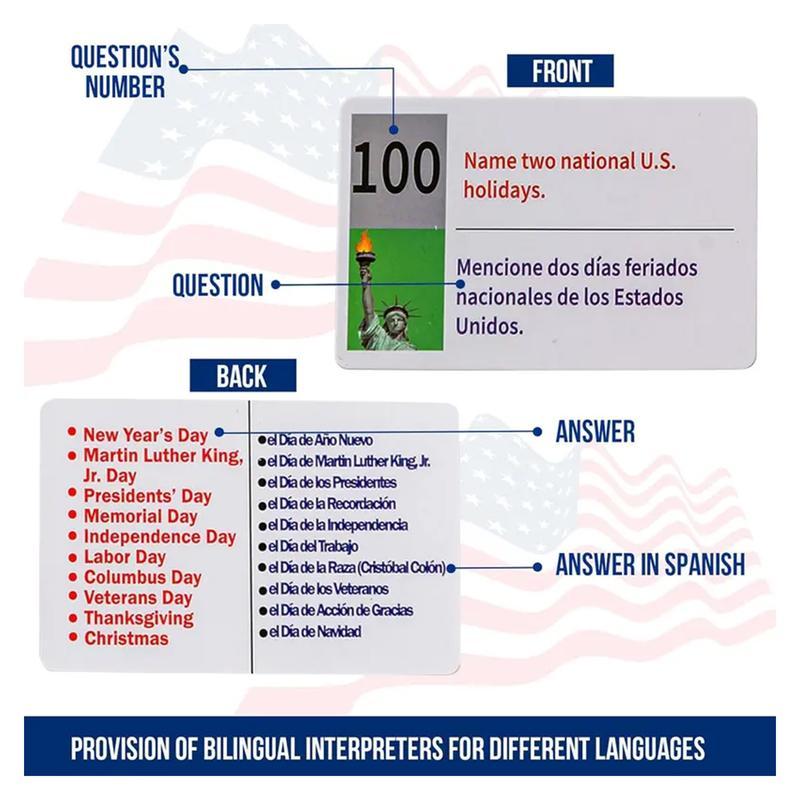 US Citizenship Flash Cards 2026-128 USCIS Civics Questions & Answers, Civics Test Flash Cards Bilingual Booklet Combo Set - Tarjetas de ciudadania 2026...
