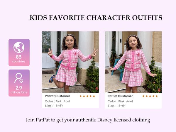 PatPat Disney Princess Ariel Little Mermaid Toddler Girls 2-Piece Pearl Button Knit Top & Tweed Skirt Set for Ages 2-9 Years Cute Minnie SpringGlowUp RefreshedLook