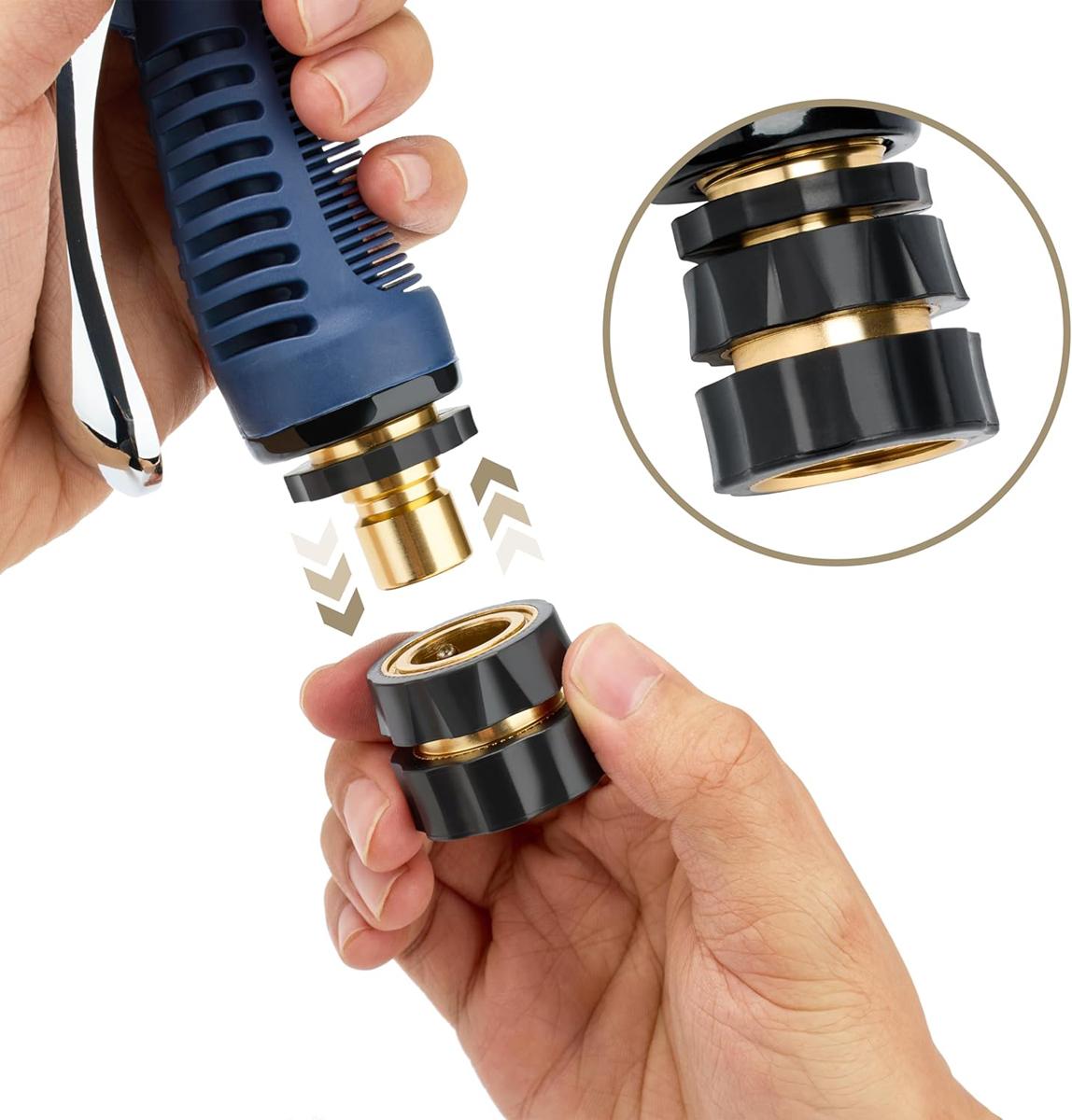 VAYWET Quick Connect Hose Fittings for Garden Hose Quick Connector with Gasket 6 Set / 4 sets , 3/4 Inch GHT Male and Female Attachment Quick Release No-Leak Water Water Hose Adapter With 6 Rubber Washers