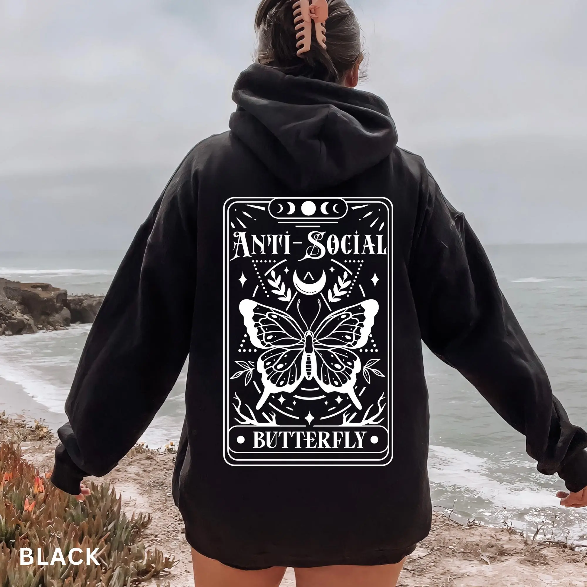Mental Health Hoodie Anti Social Butterfly Tarot Witchy Aesthetic