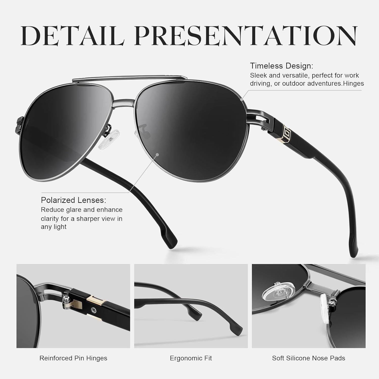 Gisele Polarized Aviator Sunglasses - Stylish UV400 Protection for Men & Women Ideal for Driving & Outdoor Sports Lightweight Durable Unisex Style Summer Essentials