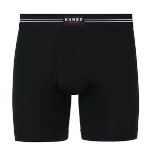 Hanes Perfect Flex Men's Boxer Brief Underwear Lightweight & Breathable Black 1-pack Multi Pack Comfortable Fit Soft Stretch Fabric Ujbba1