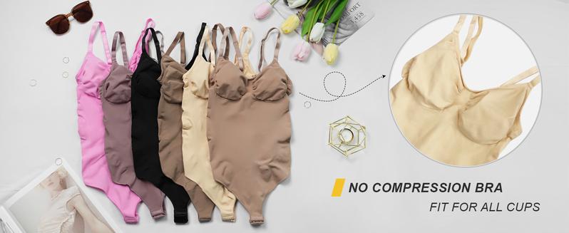 SHAPERX Seamless Bodysuit Tummy Control Shapewear Thong Style Women's Shaping Snatched Body Suit Womenswear Tops Comfort Moderate Support Comfortable Fit