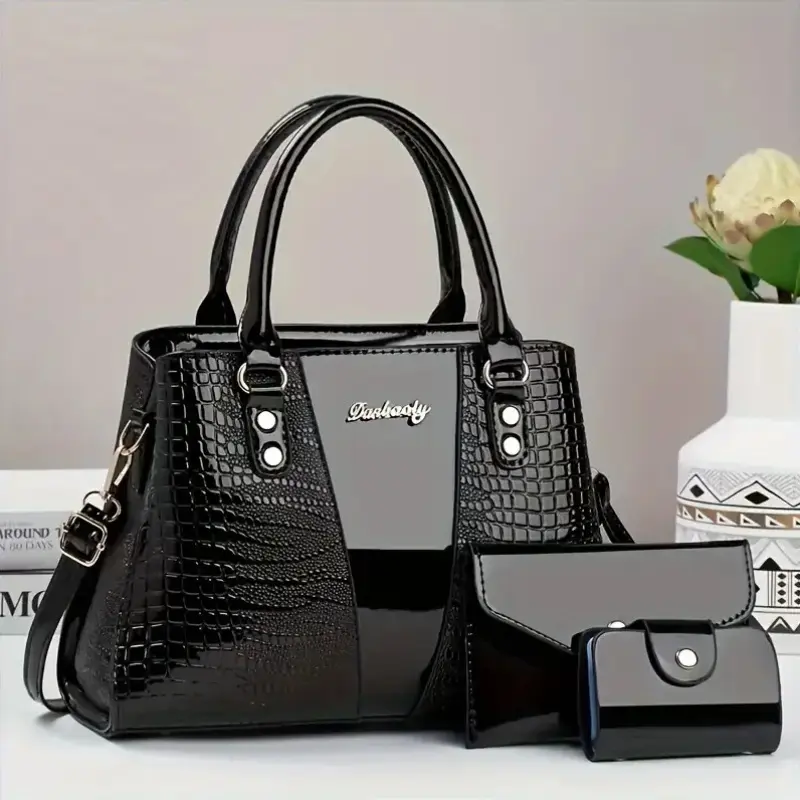 2026 New European Ladies 3-Piece Handbag Set - Stone Pattern Crossbody Shoulder Bag Combo with Random Color (Home Organizer Storage Bag), Crossbody Bags, Polka Dot