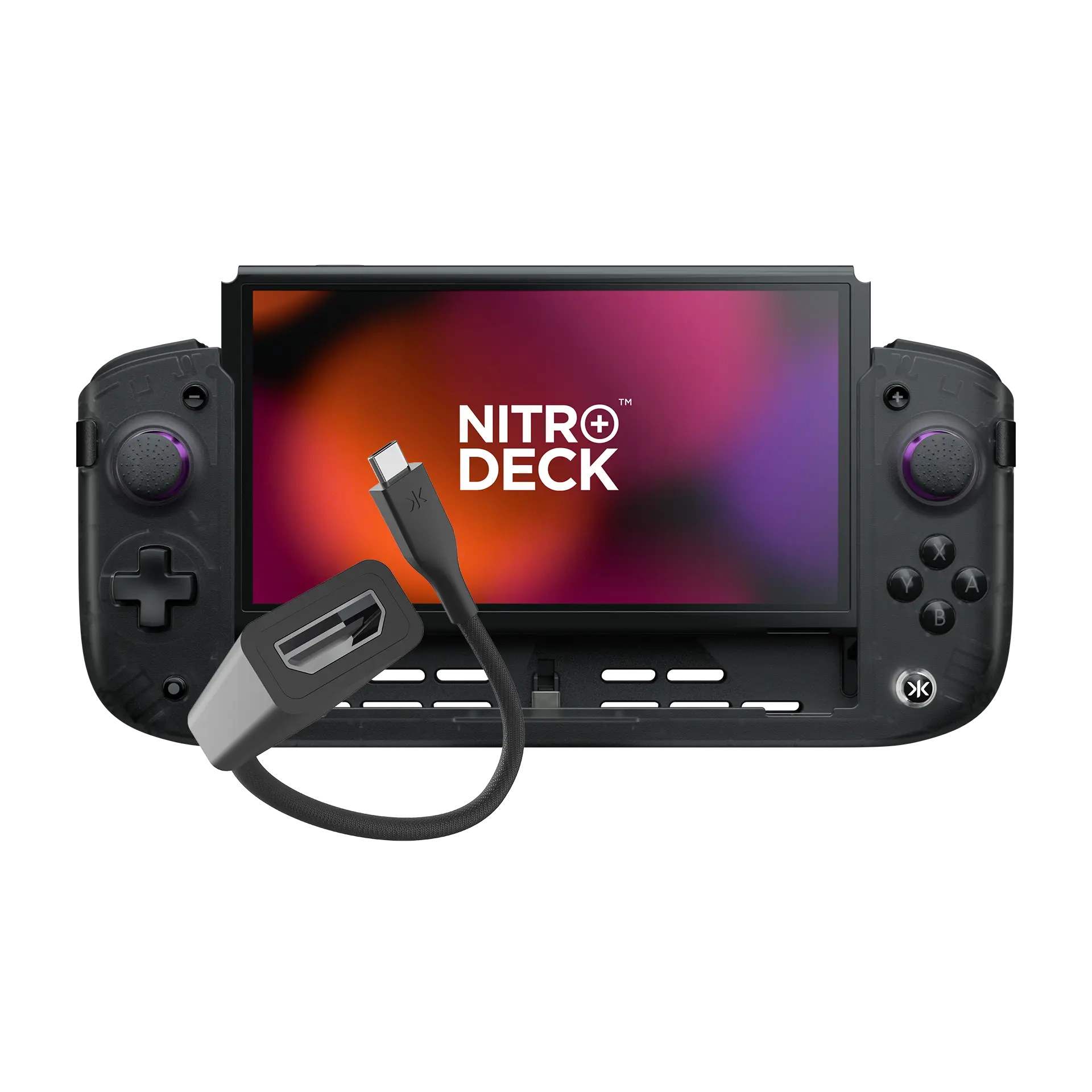 Nitro Deck+ for Switch & OLED Switch Clear Black Edition with HDMI Adapter - Enhanced Comfort - Docked Mode - No Stick Drift - Programmable Buttons - Companion App