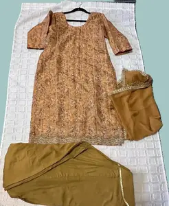 Indian Salwar Kameez-Mustard Brown