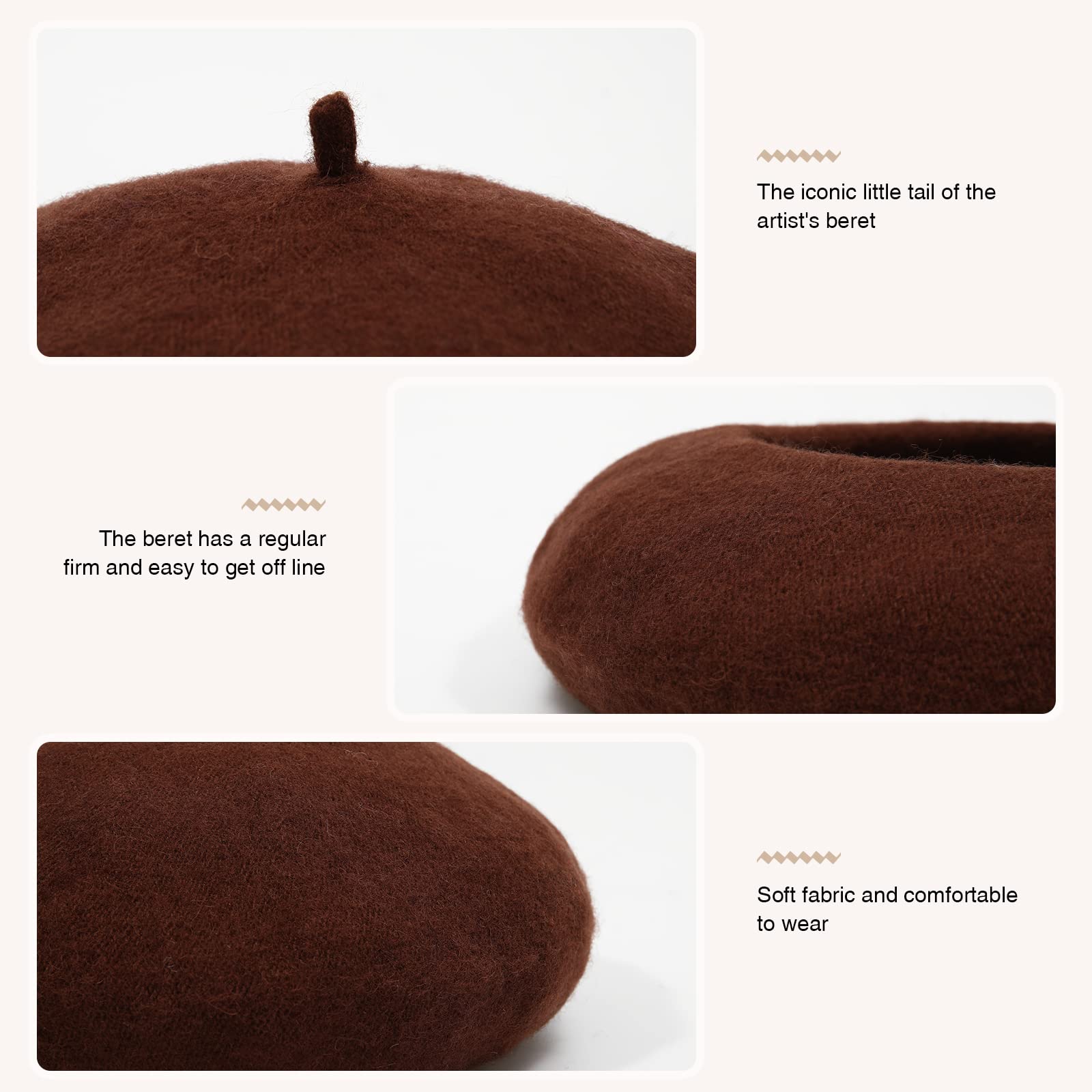 AWAYTR Women French Wool Beret Hats Solid Color Classic Beanie Winter Cap TikTokShopBlackFriday