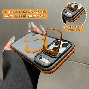 Magnetic Phone case for iPhone Samsung Galaxy 17Pro Max Air 16 15Plus 14 13 12 11 S25 S24 S23 ultra cases with MagSafe Camera Ring Holder, Military-Grade Protection, Anti-Fall, Non-Yellowing, Wireless Casing Protector Cover, Pro-Grip Texture Frame.NN115