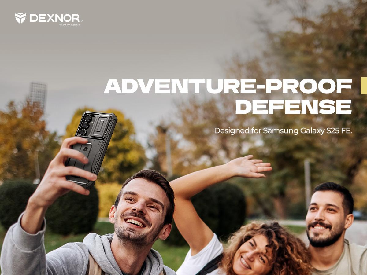 Dexnor for Samsung Galaxy S25 FE Case with Upgraded Slide Camera Cover & 2 Front Frames & Built-in Screen Protector & Kickstand, Heavy-Duty Rugged Case Full-Body Protective Cover(2025)