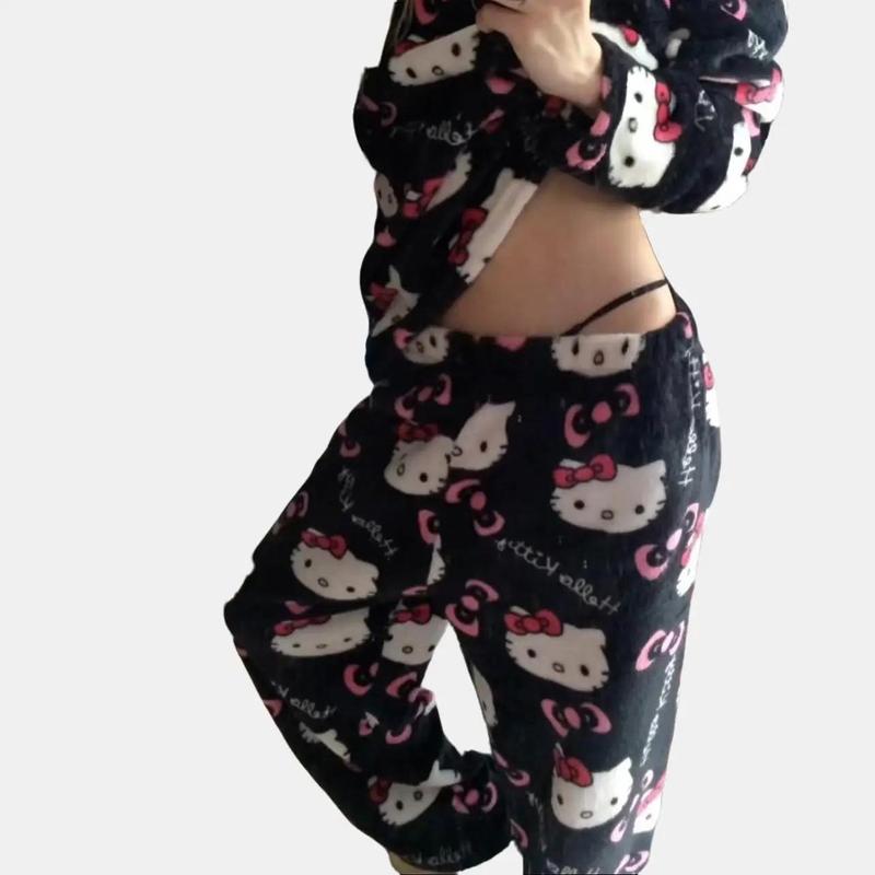 SANRIO Hello Kitty Comfy Pajama Pants - Size Need Two More - Cute Cozy Y2K Style - TikTok Approved Loungewear for Women - Perfect for Couples - Nightwear - Womenswear